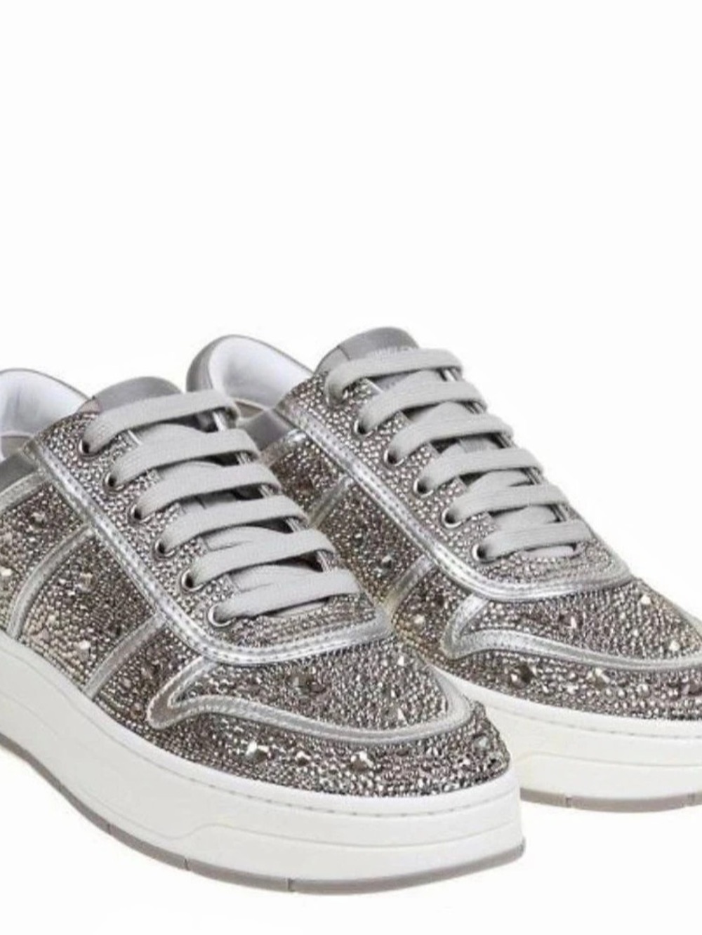 Jimmy Choo Hawaii Metallic Crystal Stud Sneakers Italian 37